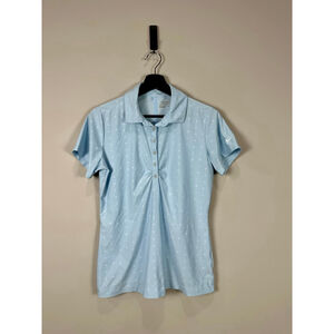 Women's Nike Golf Light Blue White Polka Dot Short Sleeve Polo M